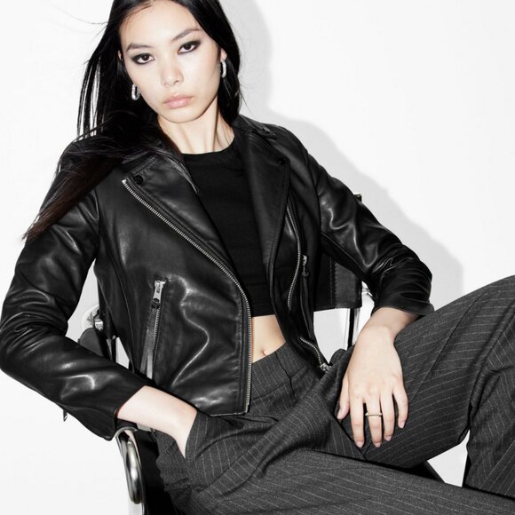 All Saints Women's Leather Biker Jacket - Picture 2 of 8